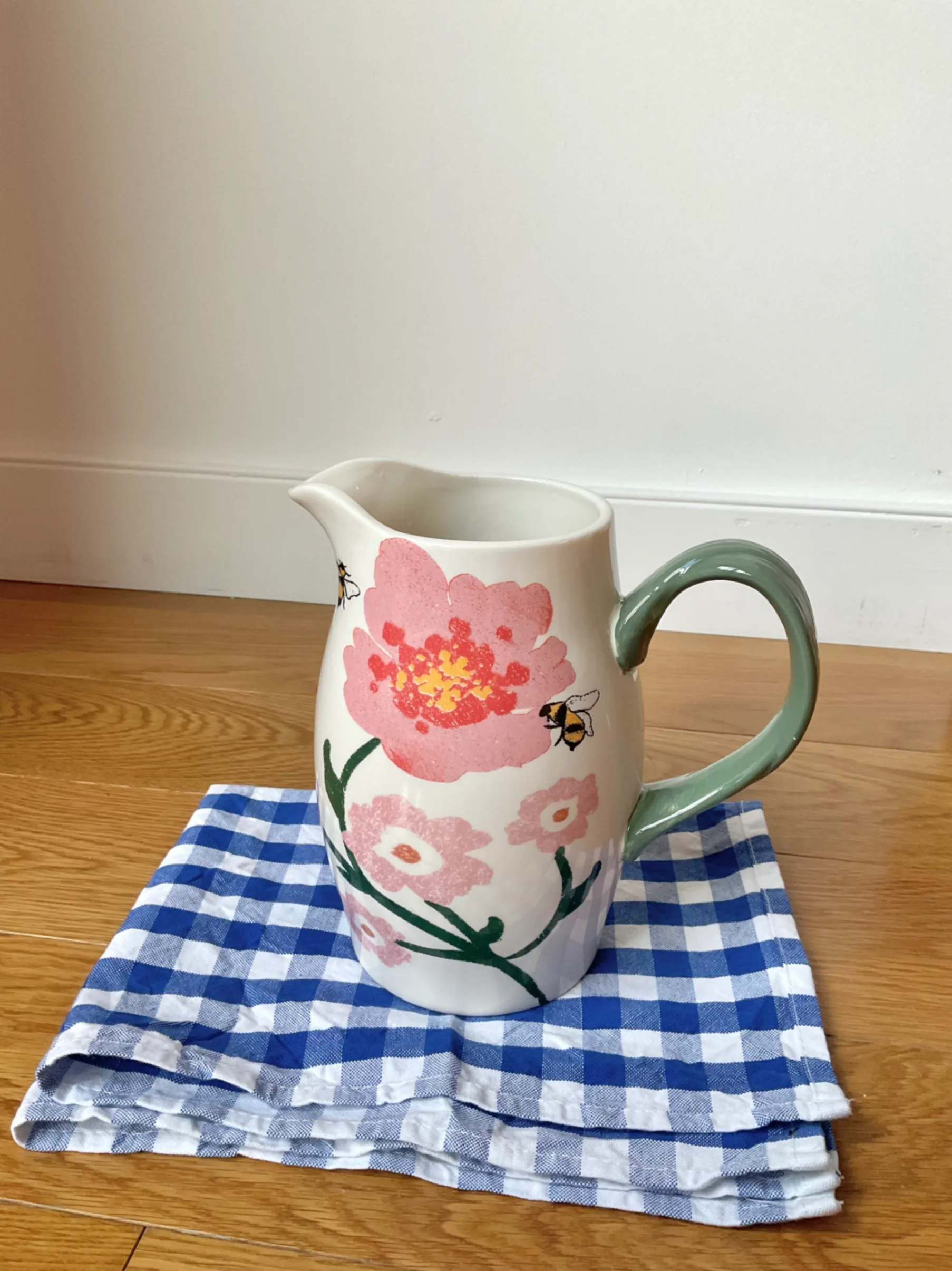 Floral Stoneware Pitcher