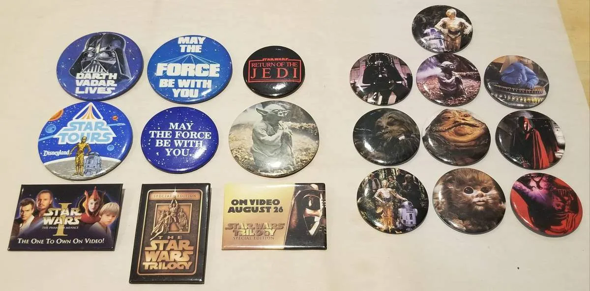 Vintage Star Wars Pinback Button Lot – 19 pcs Lucasfilm & Promo thumbnail