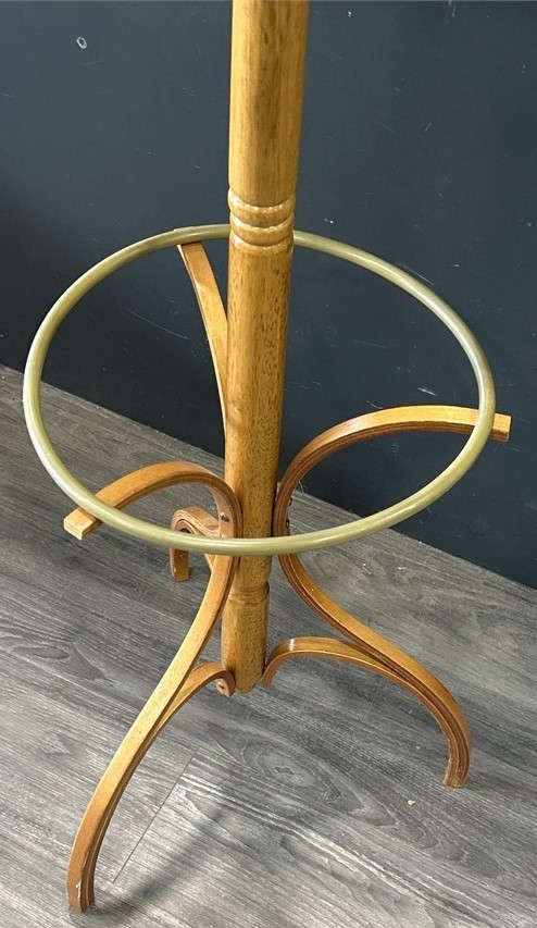 RARE MCM Bentwood & Brass Coat Rack – 6 ft Hall Stand - photo 2