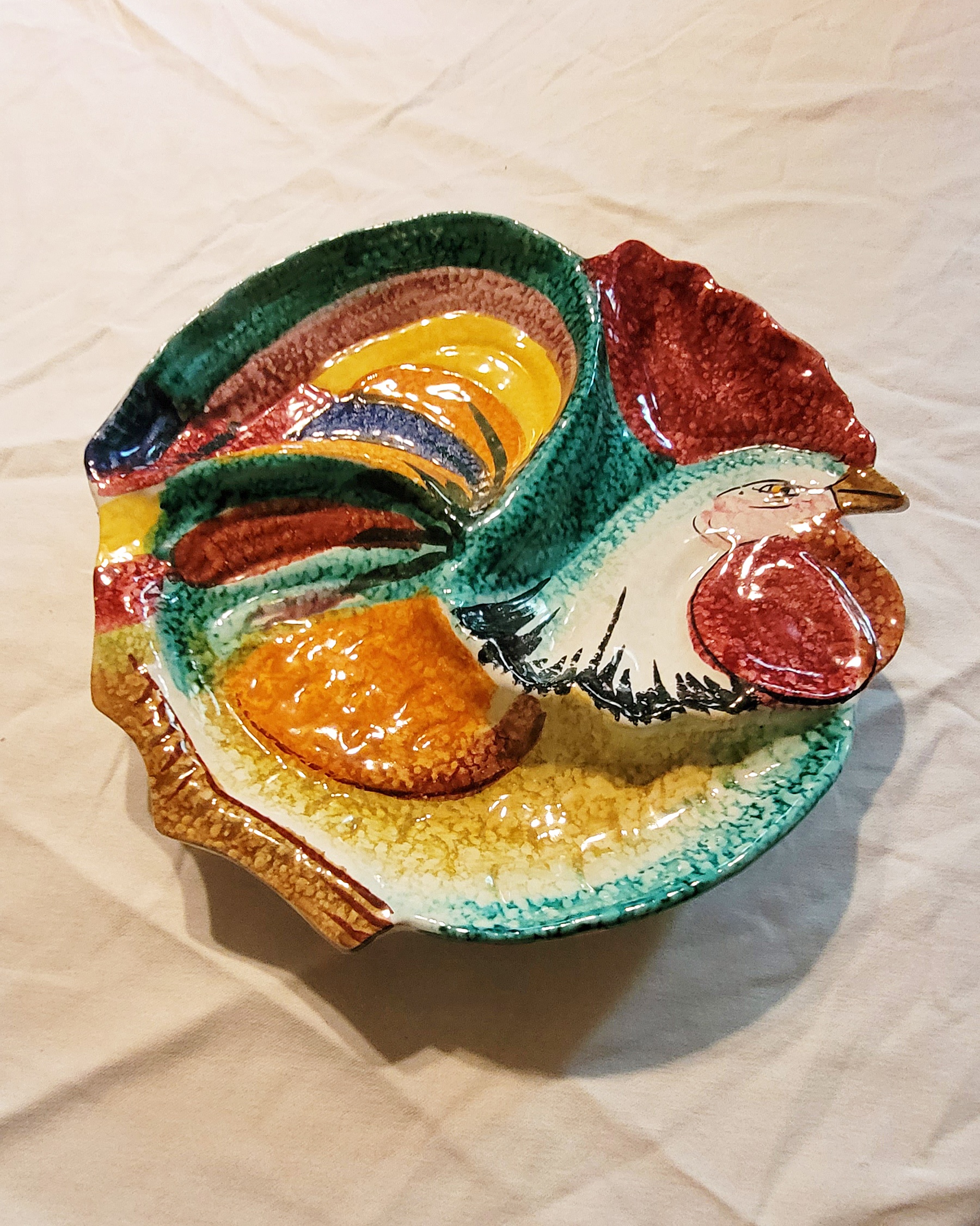 Hand Painted Italian Ceramic Rooster Plate #239 of 1907