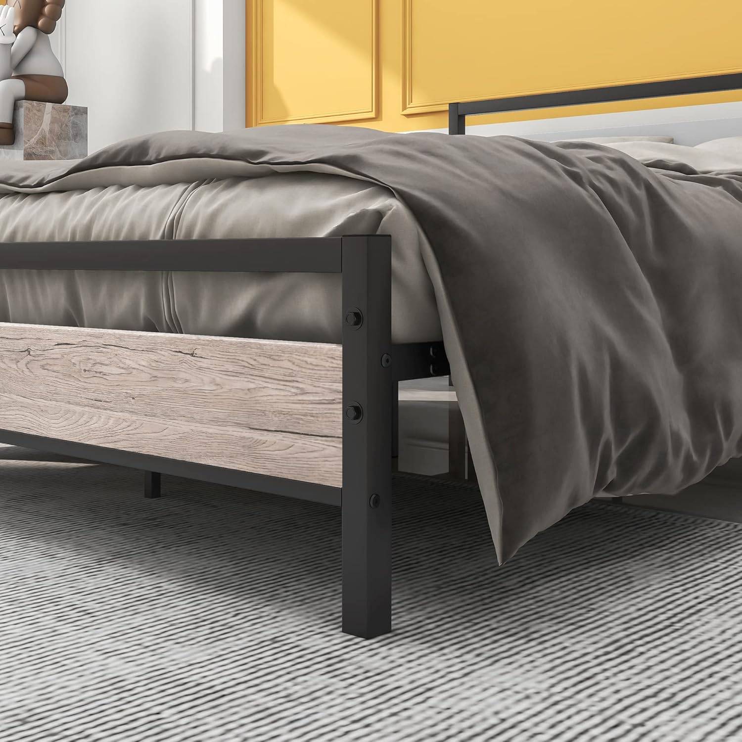 Queen Bed Frame w/ Wood Headboard, Farmhouse Style - photo 2