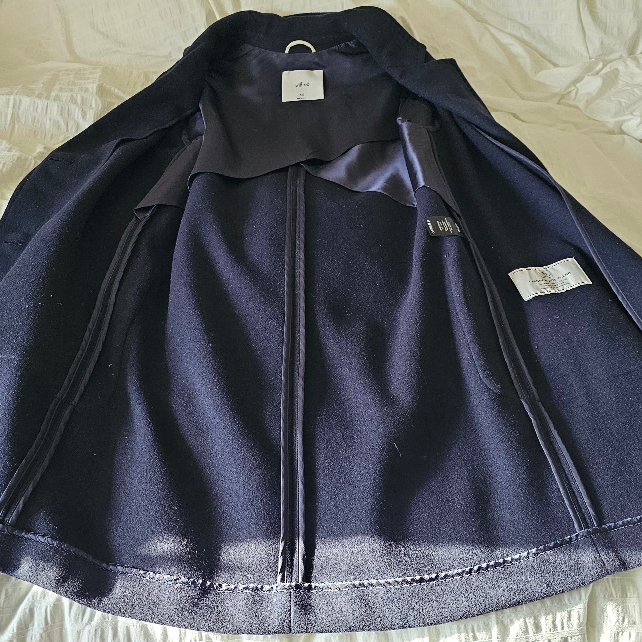 Aritzia Wilfred Jared Wool Coat - 2018 - Royal Navy - Sz XXS - photo 3