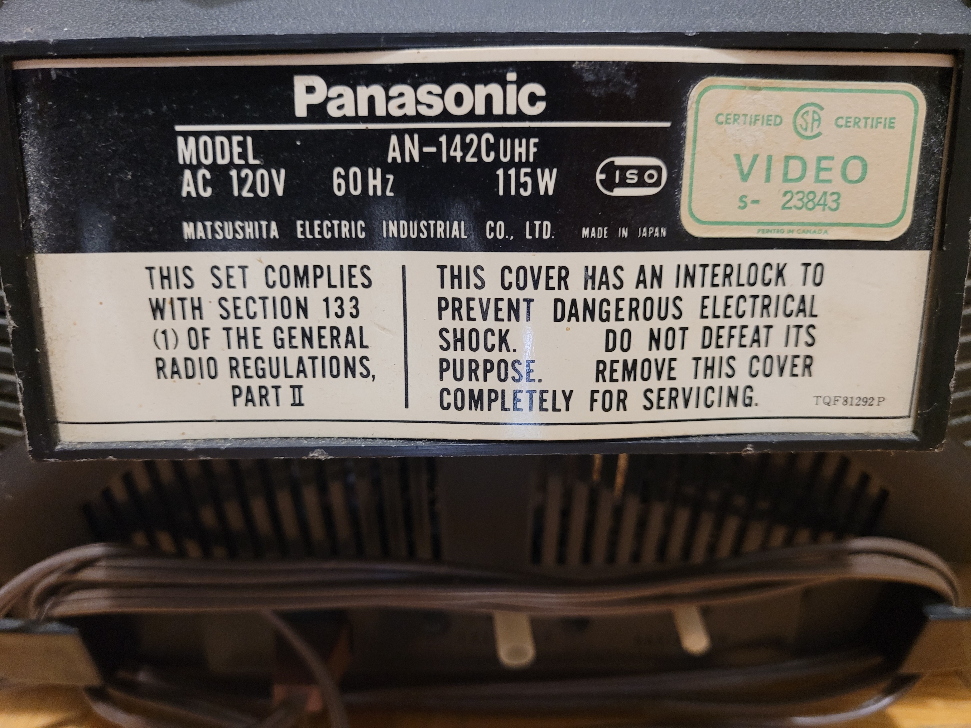 Vintage Panasonic Black and White Television - photo 5