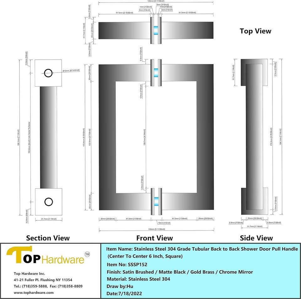 Top Hardware Steel 304 Grade Tubular Shower Door Handle - photo 3