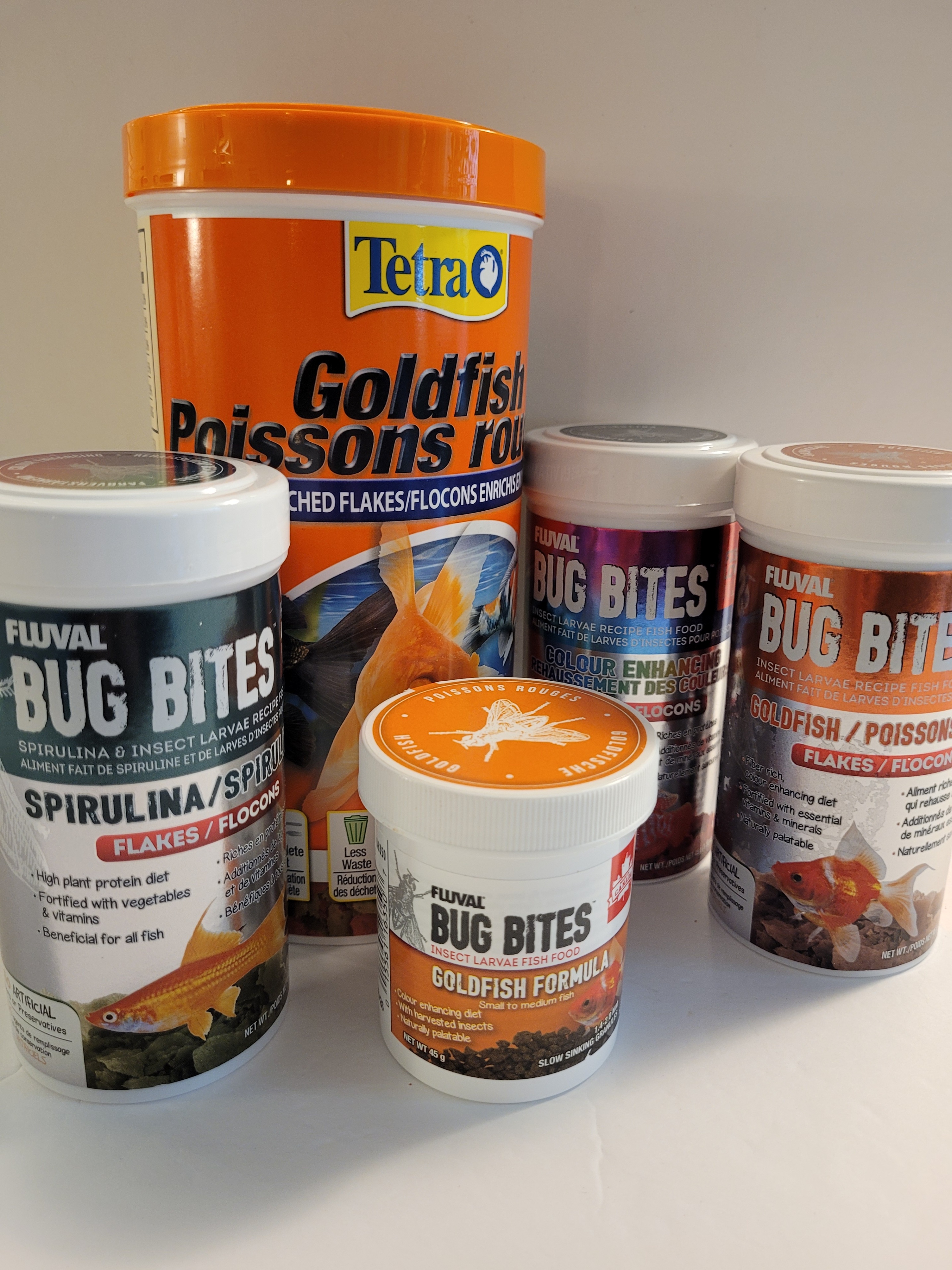 Various Goldfish Food - pellets and flake