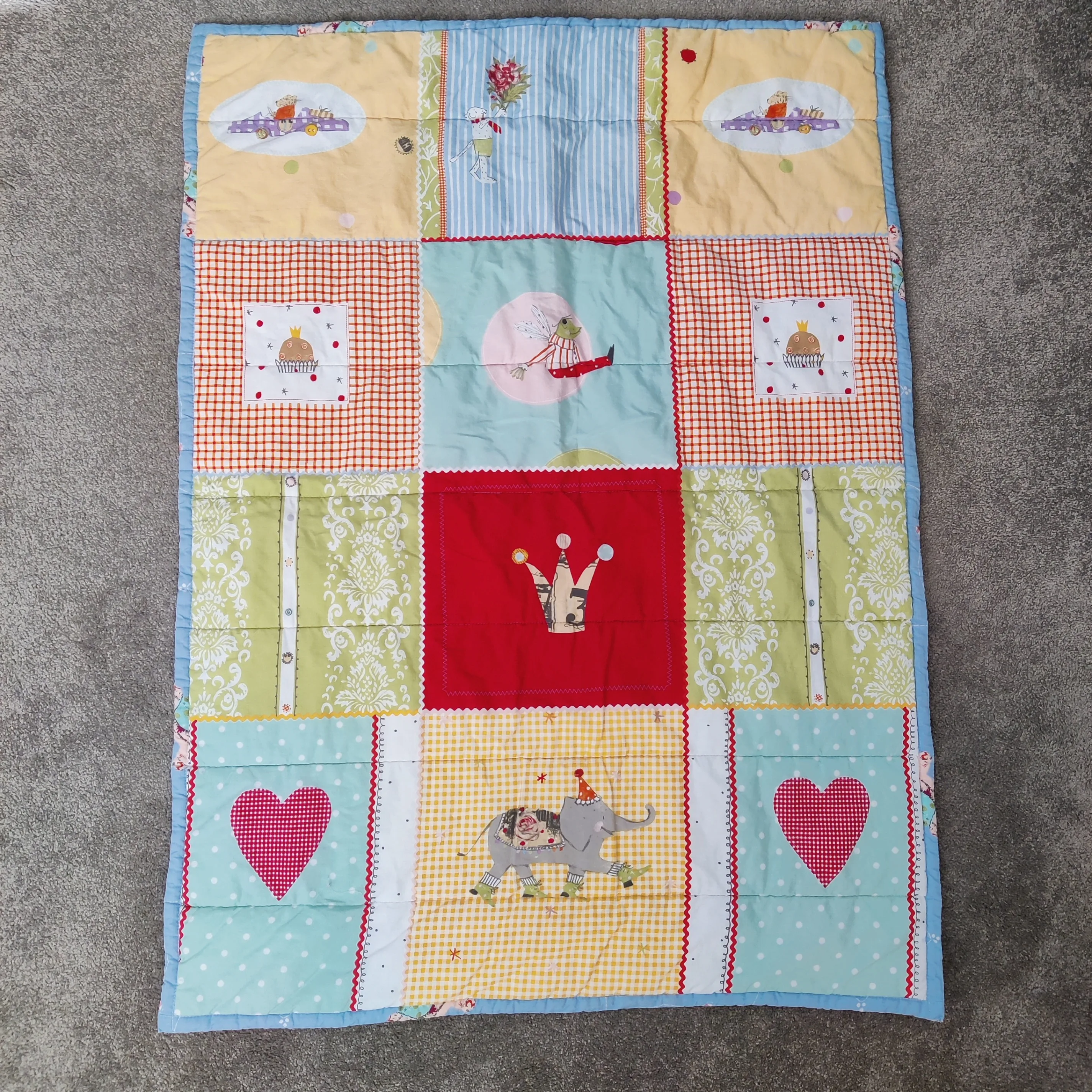 IKEA Baby Blanket Quilt Comforter Patchwork Crown Elephant thumbnail