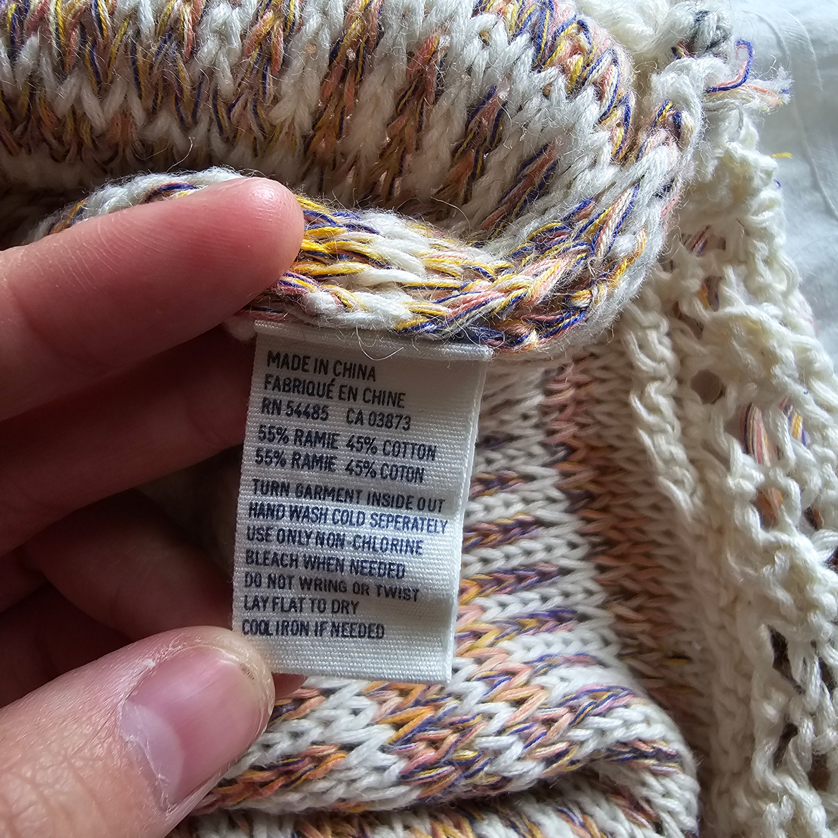 American Eagle Poncho - Cream w/ Pink/Yellow/Blue - Sz XS-S - photo 4
