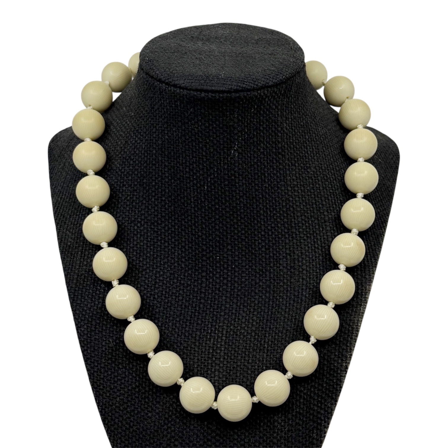Vintage Les Bernard French ivory Celluloid bead necklace - GM179