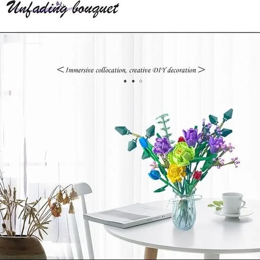 Lego Flower Bouquet Building Kit, 999Pcs image indicator(4)