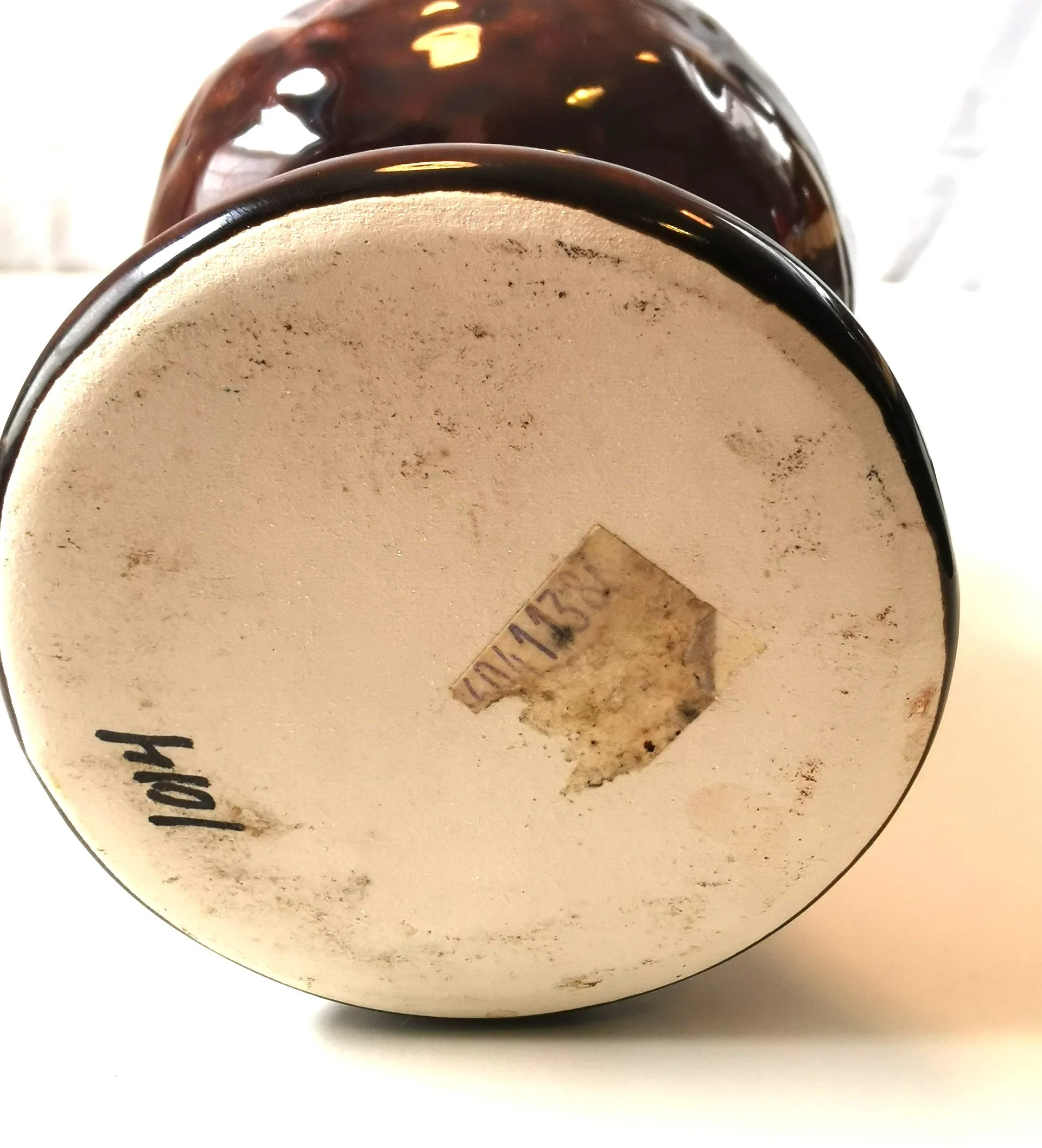 Vase Ceramic Brown Wite Drip Glaze MCM Ornate Double Handle 1960 image indicator(6)