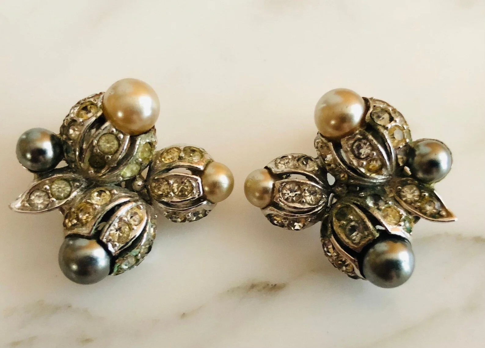 Art Nouveau Boucher Earrings Vintage Clip-ons - SIGNED image indicator(4)