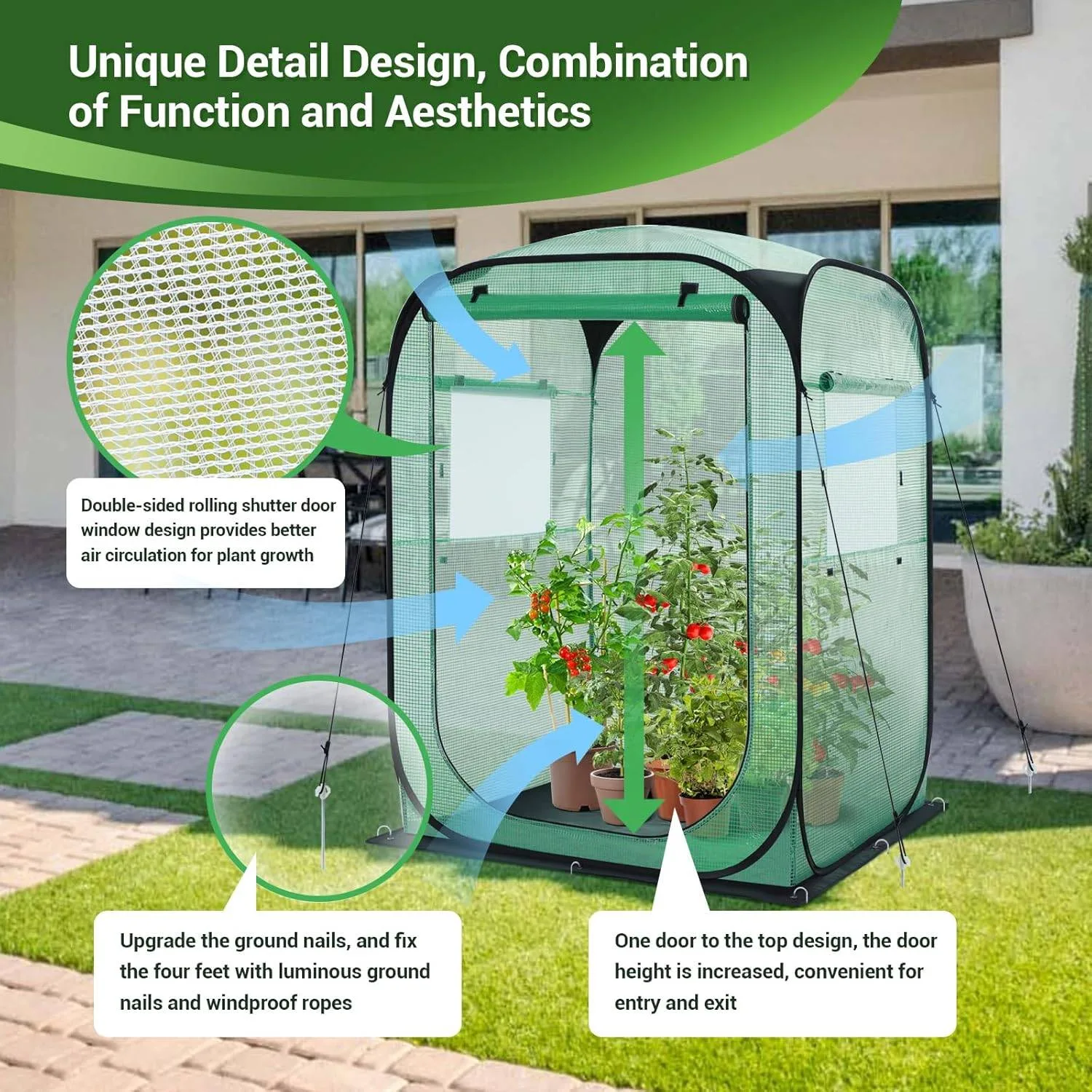 Walk-In Pop-Up Greenhouse 125x125x170 cm – Weatherproof image indicator(5)