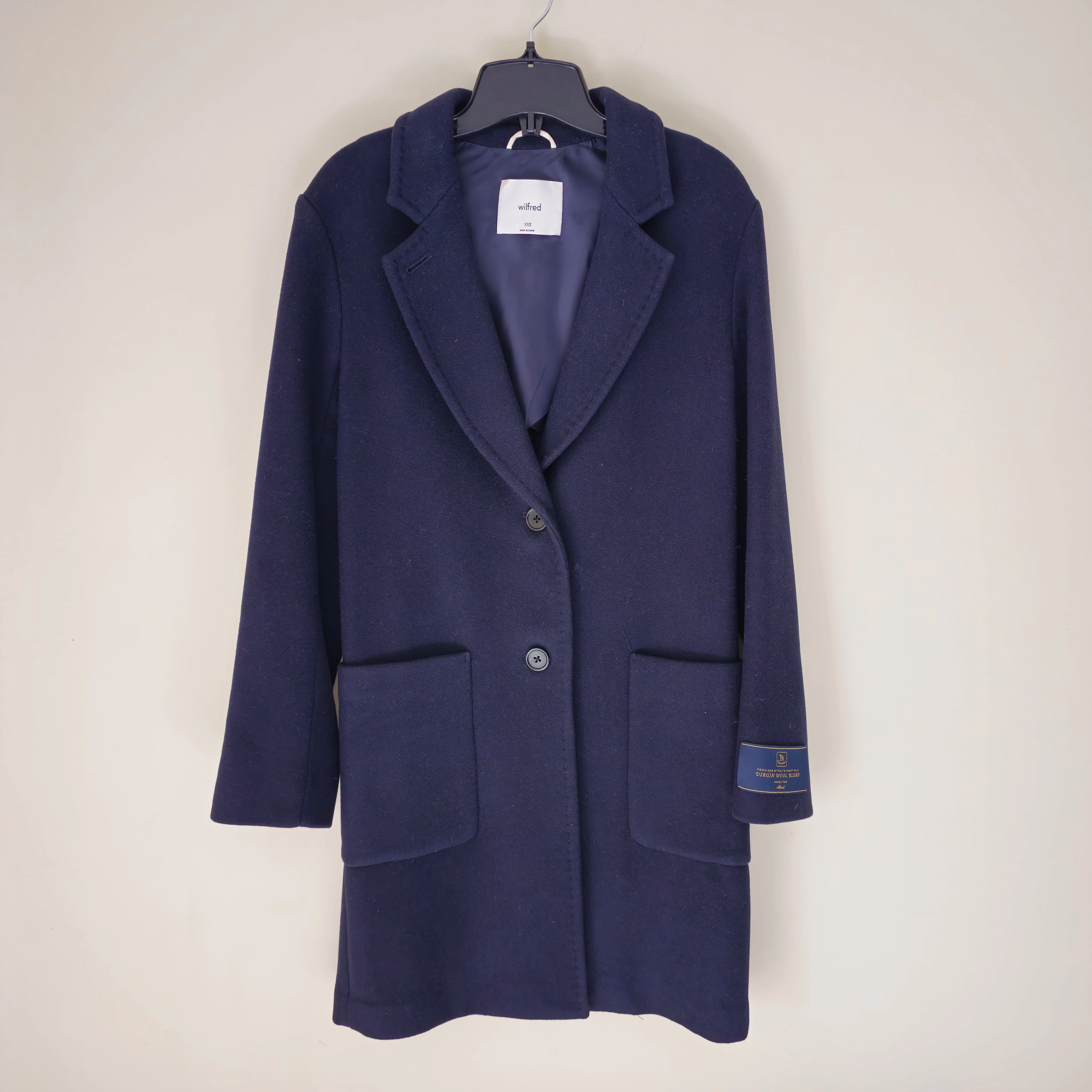 Aritzia Wilfred Jared Wool Coat - 2018 - Royal Navy - Sz XXS thumbnail