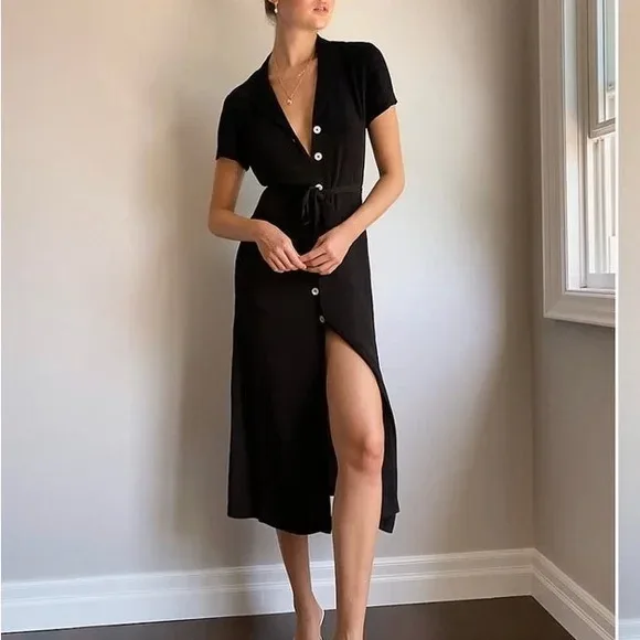 Aritzia Wilfred Shirt Dress - Black - Sz S thumbnail