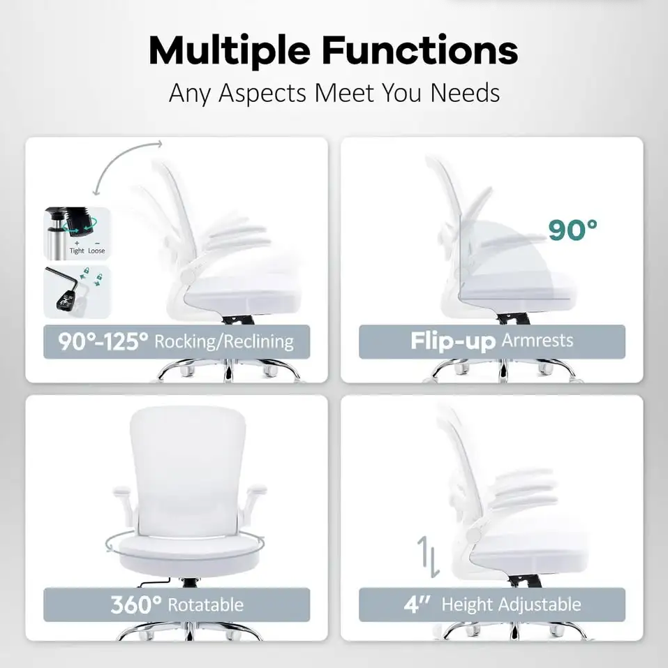 New White Ergonomic Rolling Office Chair - photo 4