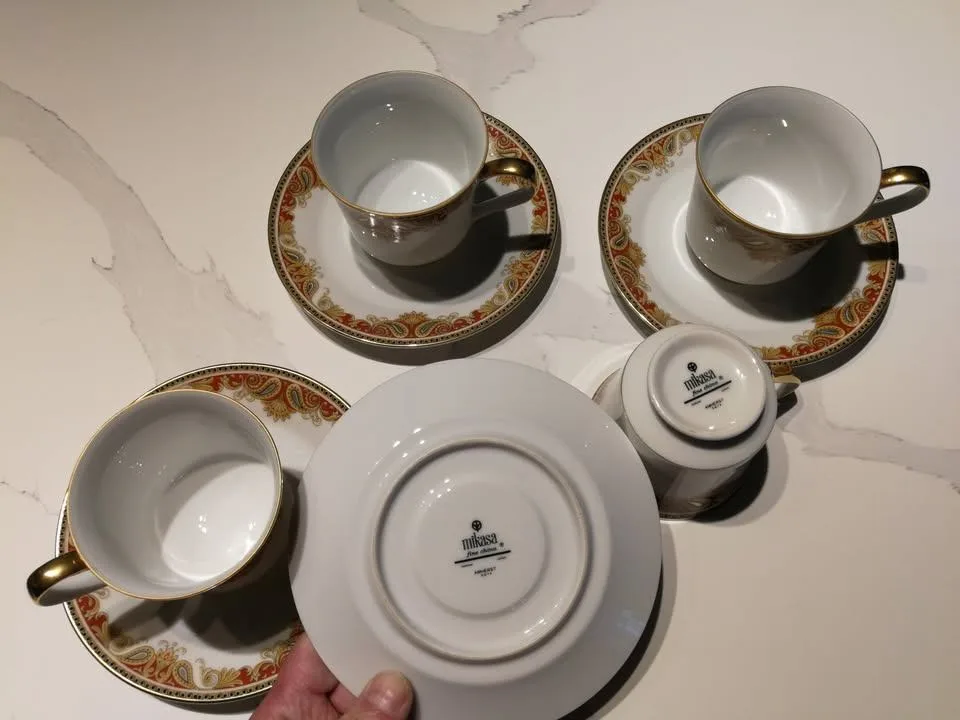 NEW VINTAGE Mikasa Amherst 5874 Footed Cup Saucer - 4 Sets image indicator(3)