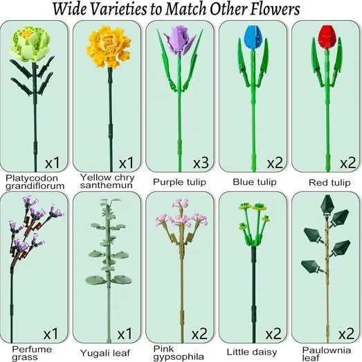 Lego Flower Bouquet Building Kit, 999Pcs image indicator(6)