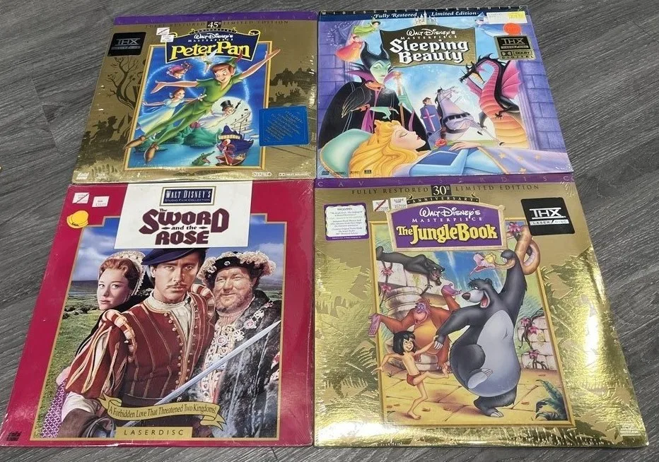 Sealed Disney LaserDiscs Peter Pan Jungle Book Sleeping Beauty + thumbnail