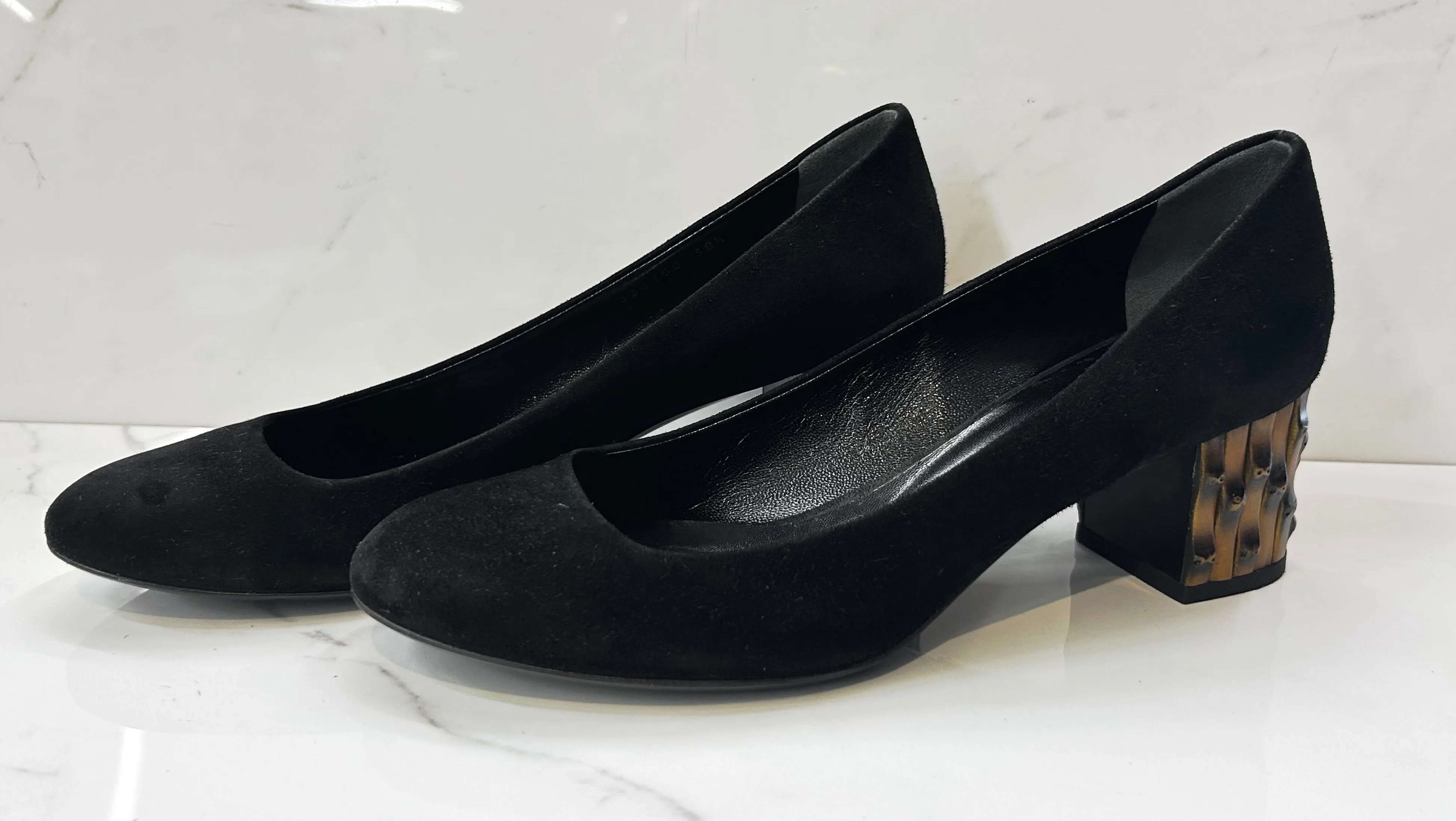 Gucci Black Dahlia Bamboo Accent Heels thumbnail