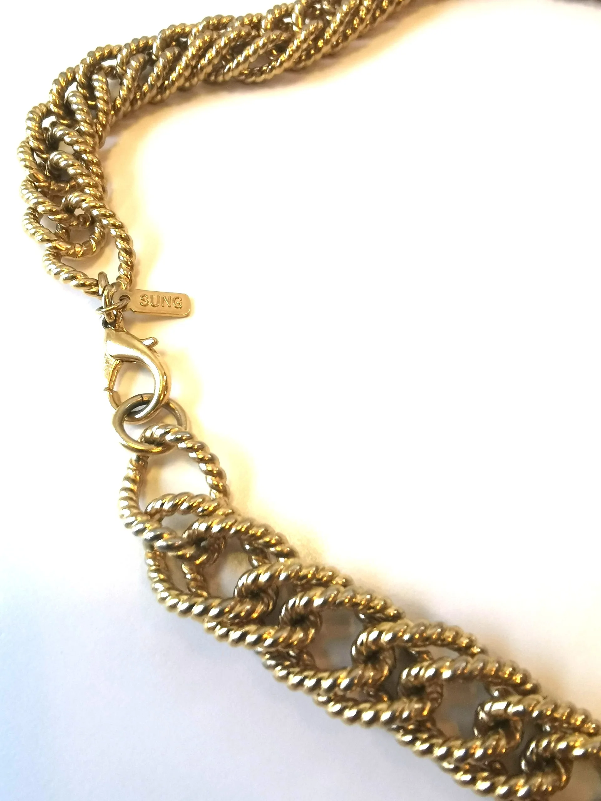 Alfred Sung Braided Gold Tone Necklace Vintage image indicator(6)