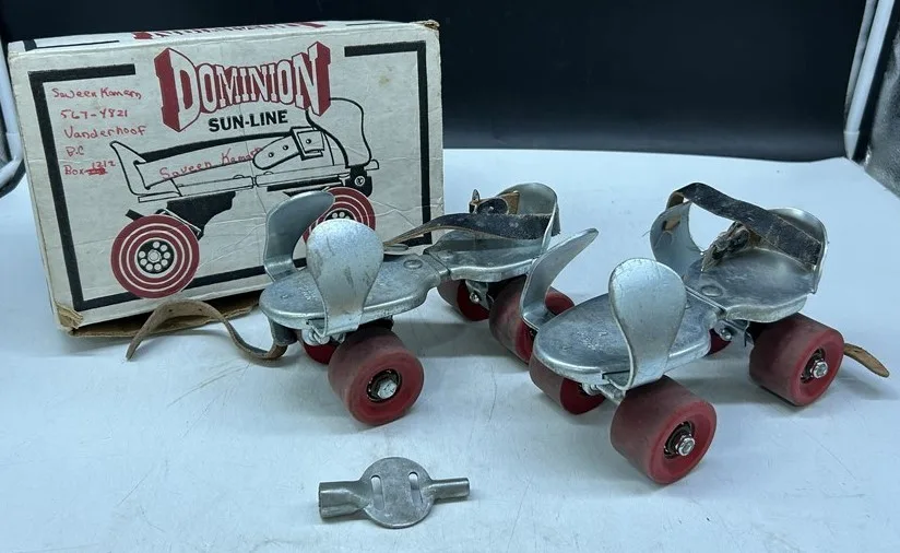 Antique Dominion Sun-Line Roller Skates w/ Box & Key thumbnail