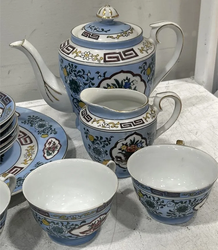 Antique Porcelain 24 Piece Tea Set Hand-Painted Floral 1920s–30s image indicator(5)