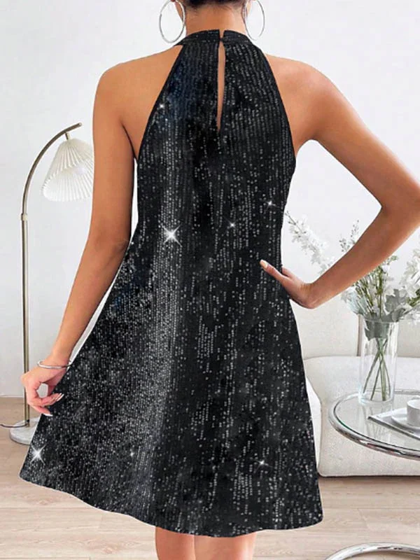 A-Line Sequined Halter-Neck Mini Dresses - photo 5