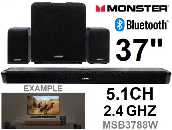 MONSTER Sound Bar with Subwoofer and Two Satellite Speakers thumbnail