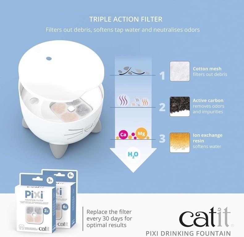Catit PIXI Cat Water Fountain, 2.5 L, White, Moder - photo 3