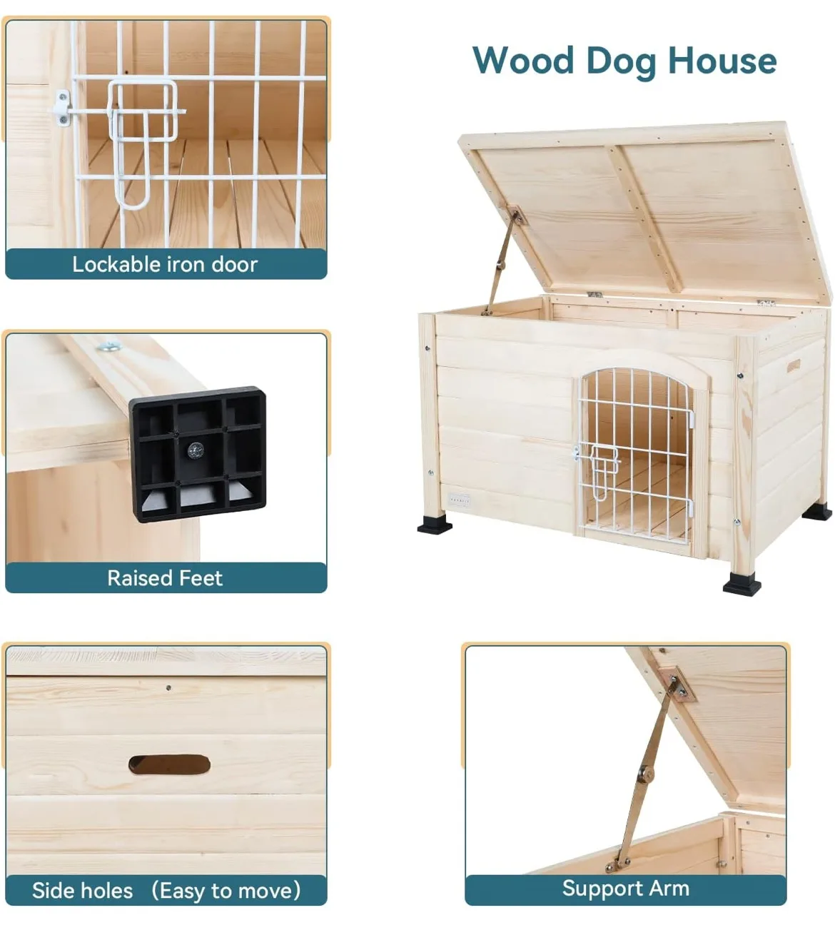 🐾 Wooden Dog House / Indoor Kennel with Locking Door image indicator(4)