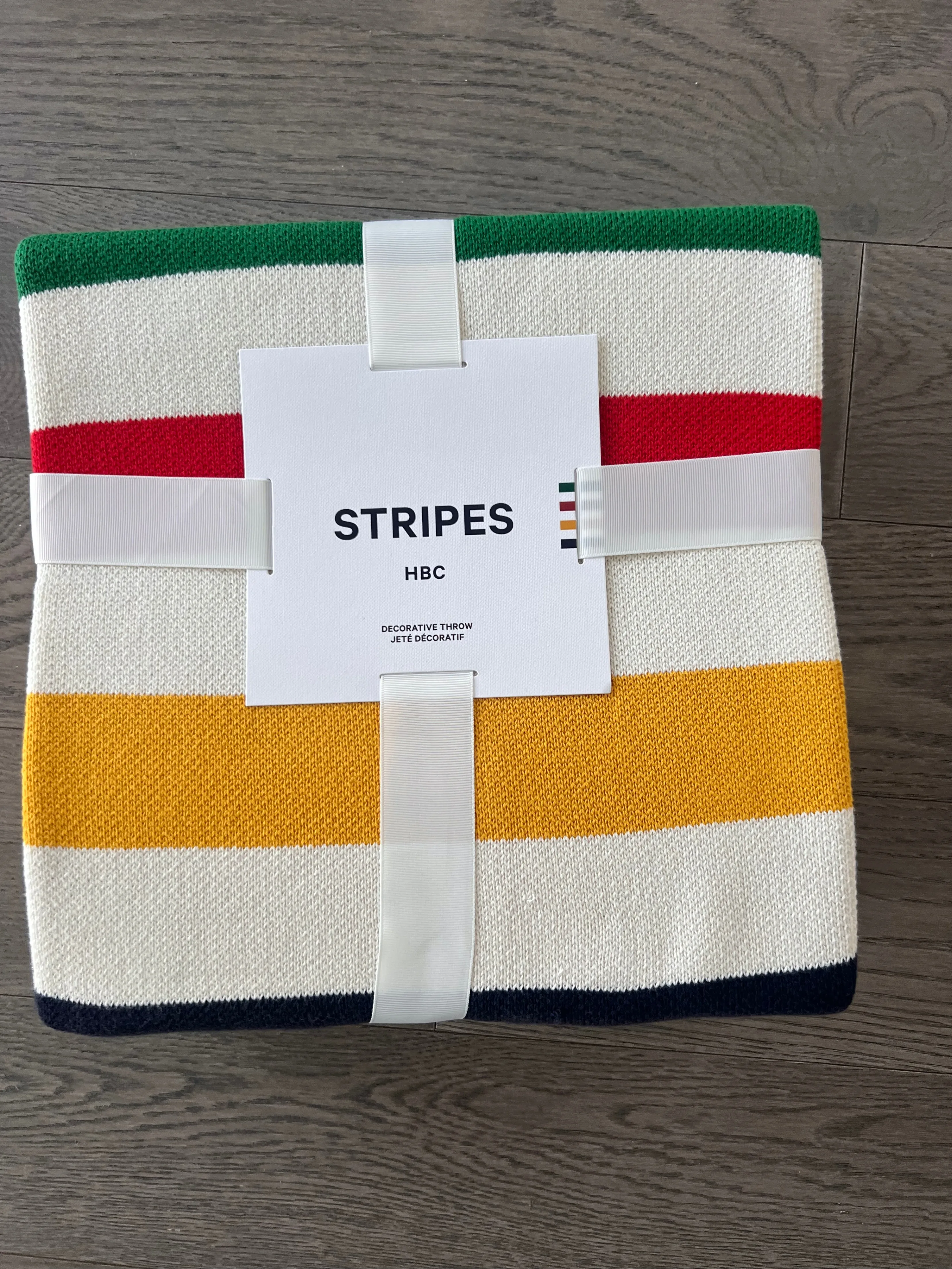 Hudson Bay Company Cotton Knit Throw, Multi-Stripe Blanket image indicator(3)