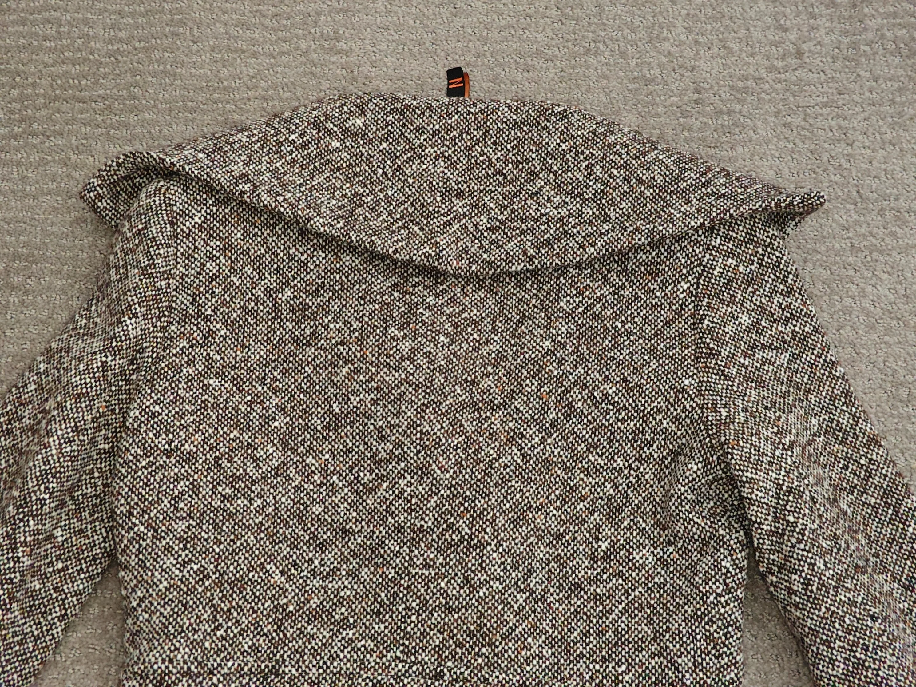 Women Wool Brown White Dress Button Coat Jacket - Size Medium image indicator(5)