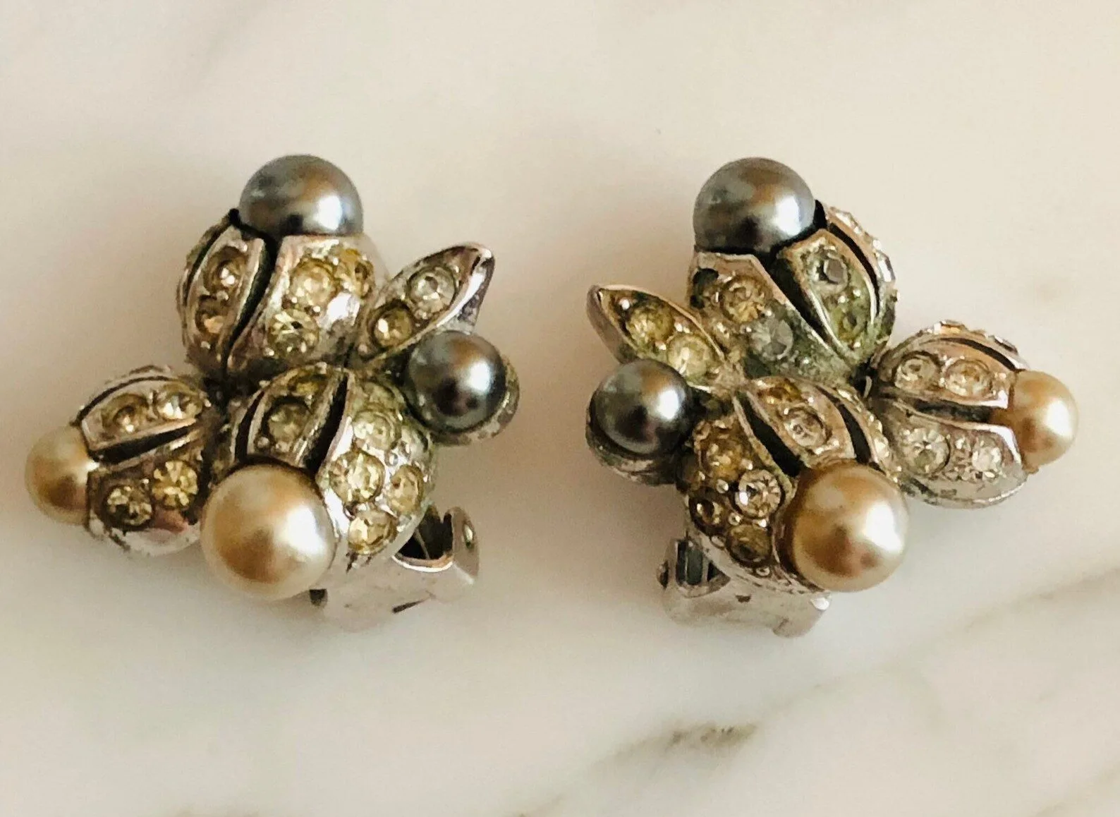 Art Nouveau Boucher Earrings Vintage Clip-ons - SIGNED image indicator(5)