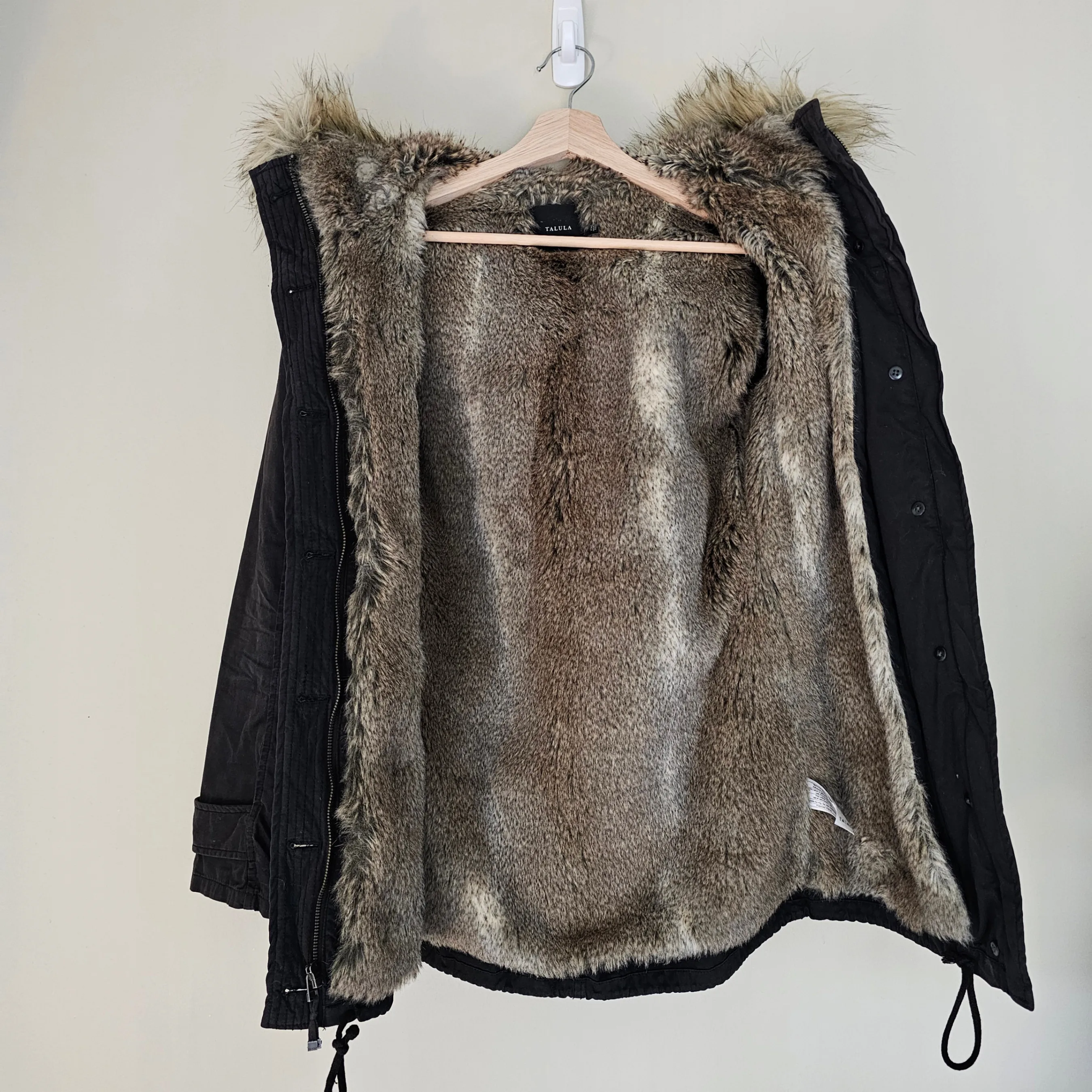 Aritzia Talula Faux-Fur Lined Jacket - Black - Sz XXS thumbnail