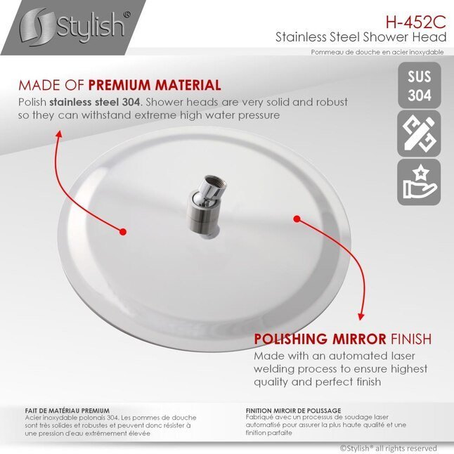Round shower head- Stainless steel H-452C - photo 5