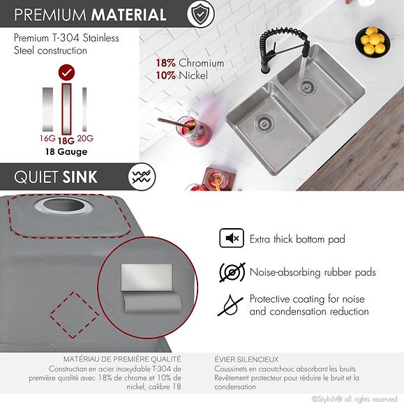Class C AVILA S-414T Dual Mount Double Bowl Kitchen Sink - photo 5