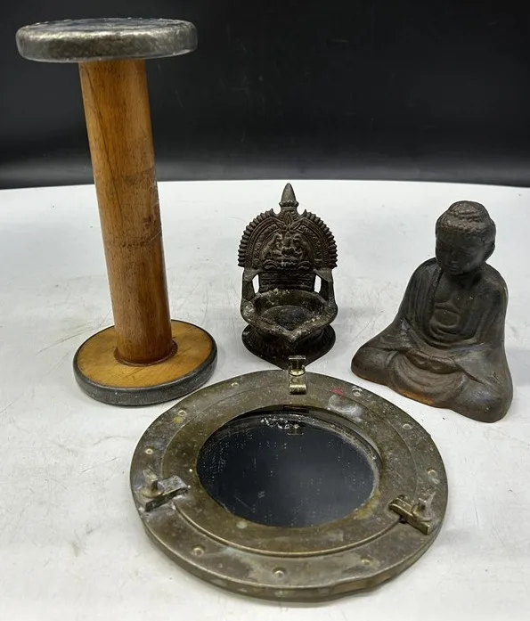 RARE Vintage Collectables Bronze Hindu Lamp Buddha Nautical Mirr thumbnail