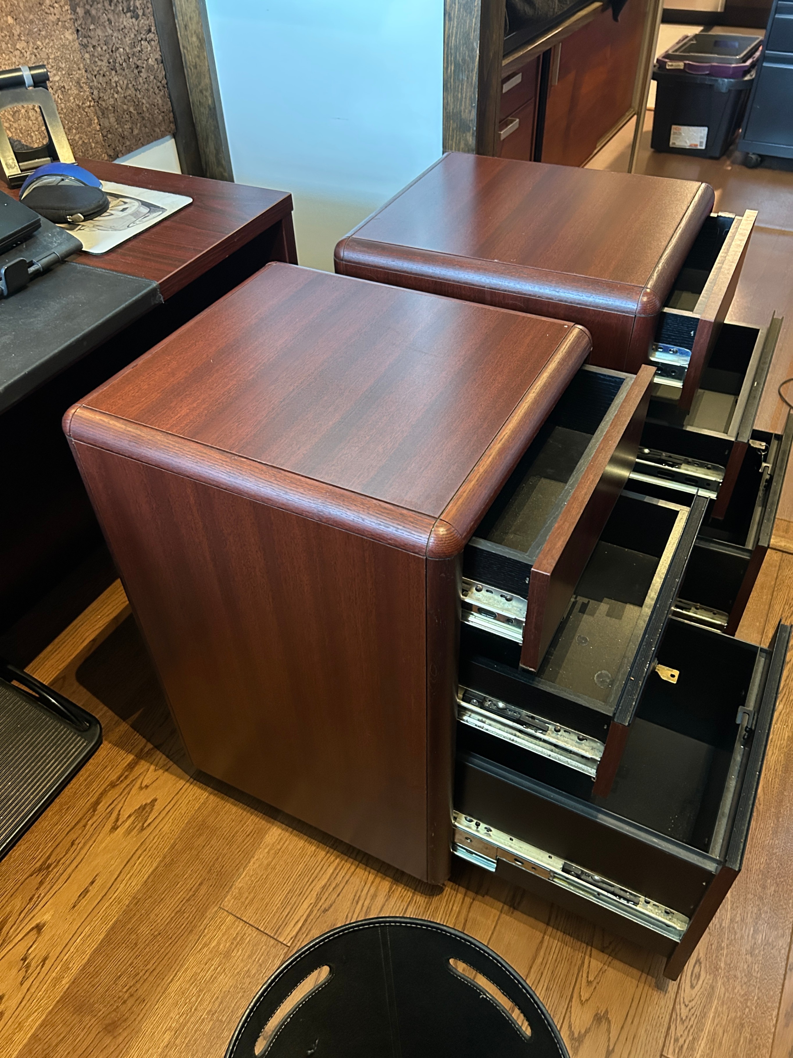 Wood Filing cabinets on wheels with keys - (2) Pair - photo 2