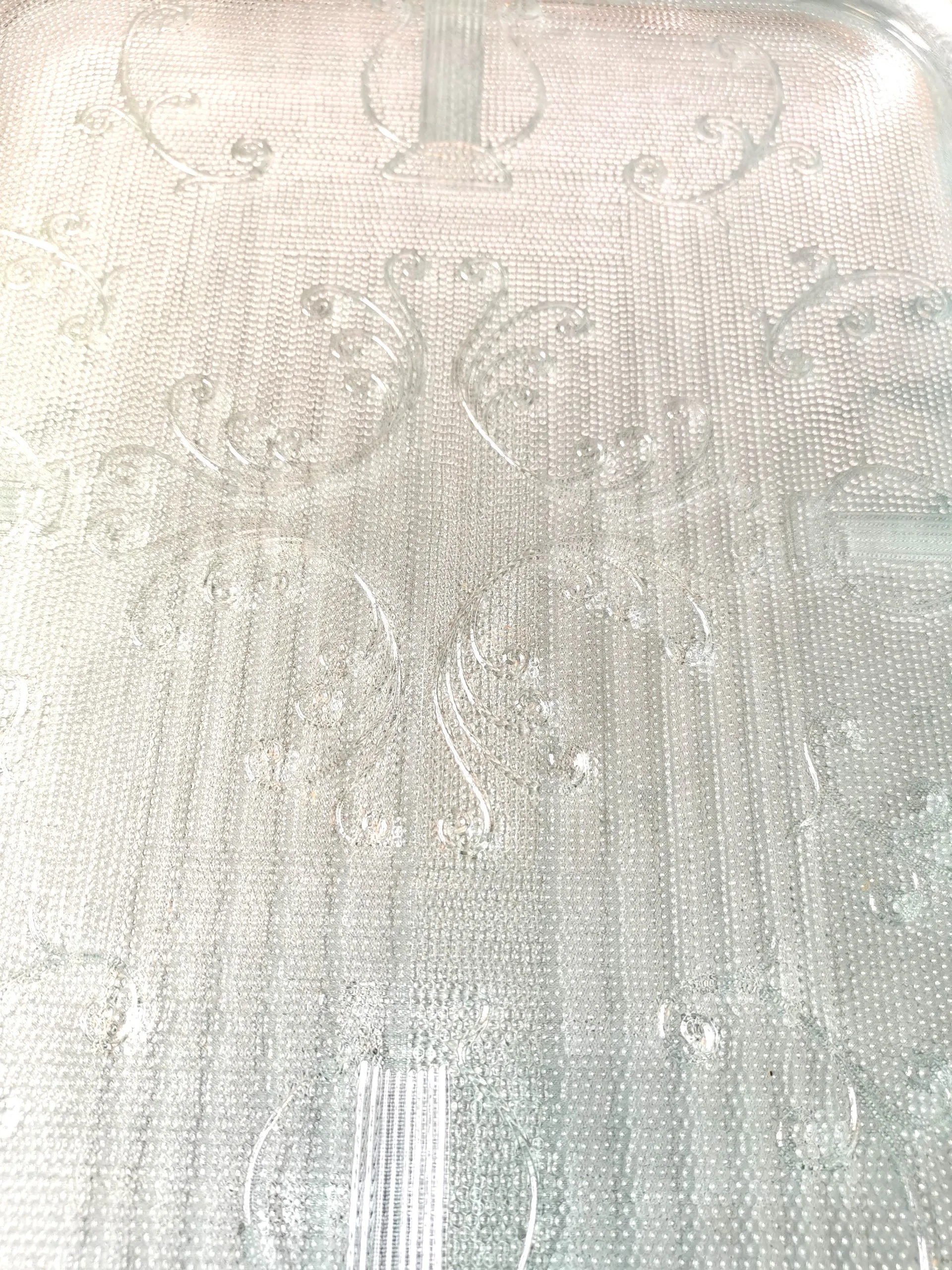 Jeannette Glass Tray Harp Texture Pressed Glass Gold Tinted Trim image indicator(6)