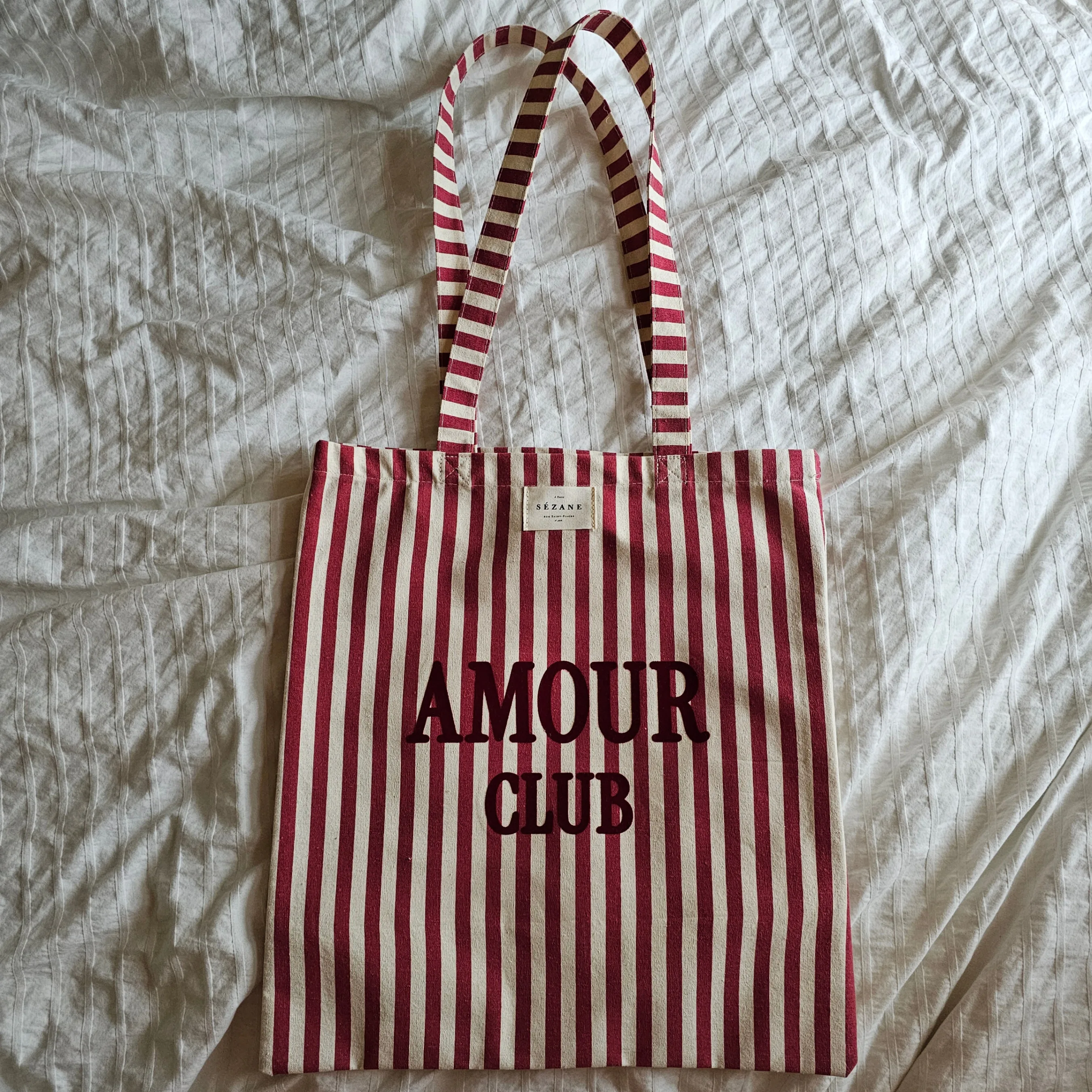 New Sezane Amour Club Striped Tote - Red/White thumbnail