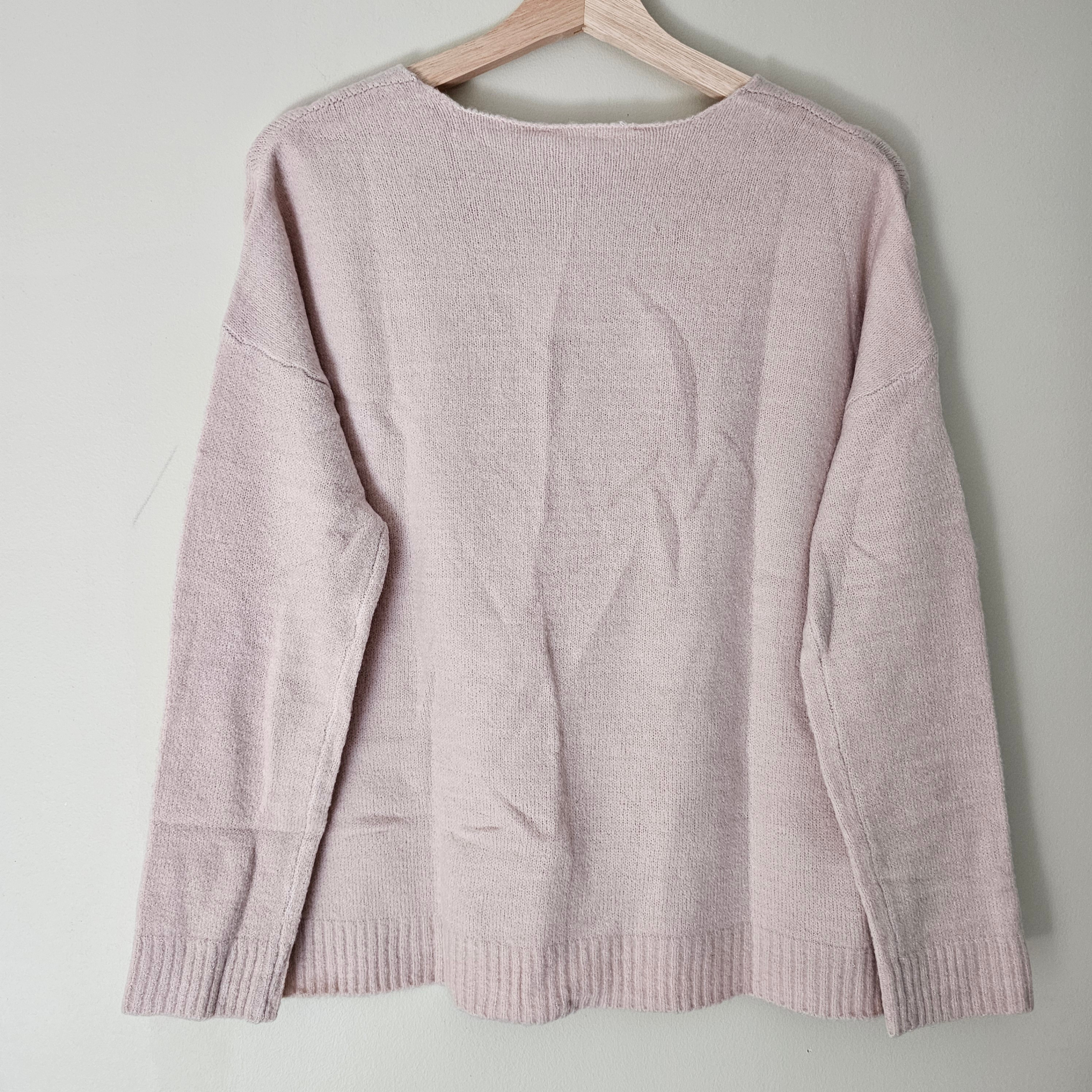 NWT Seven Sisters V-neck Mossy Yarn Sweater - 2018 - Blush - S - photo 2