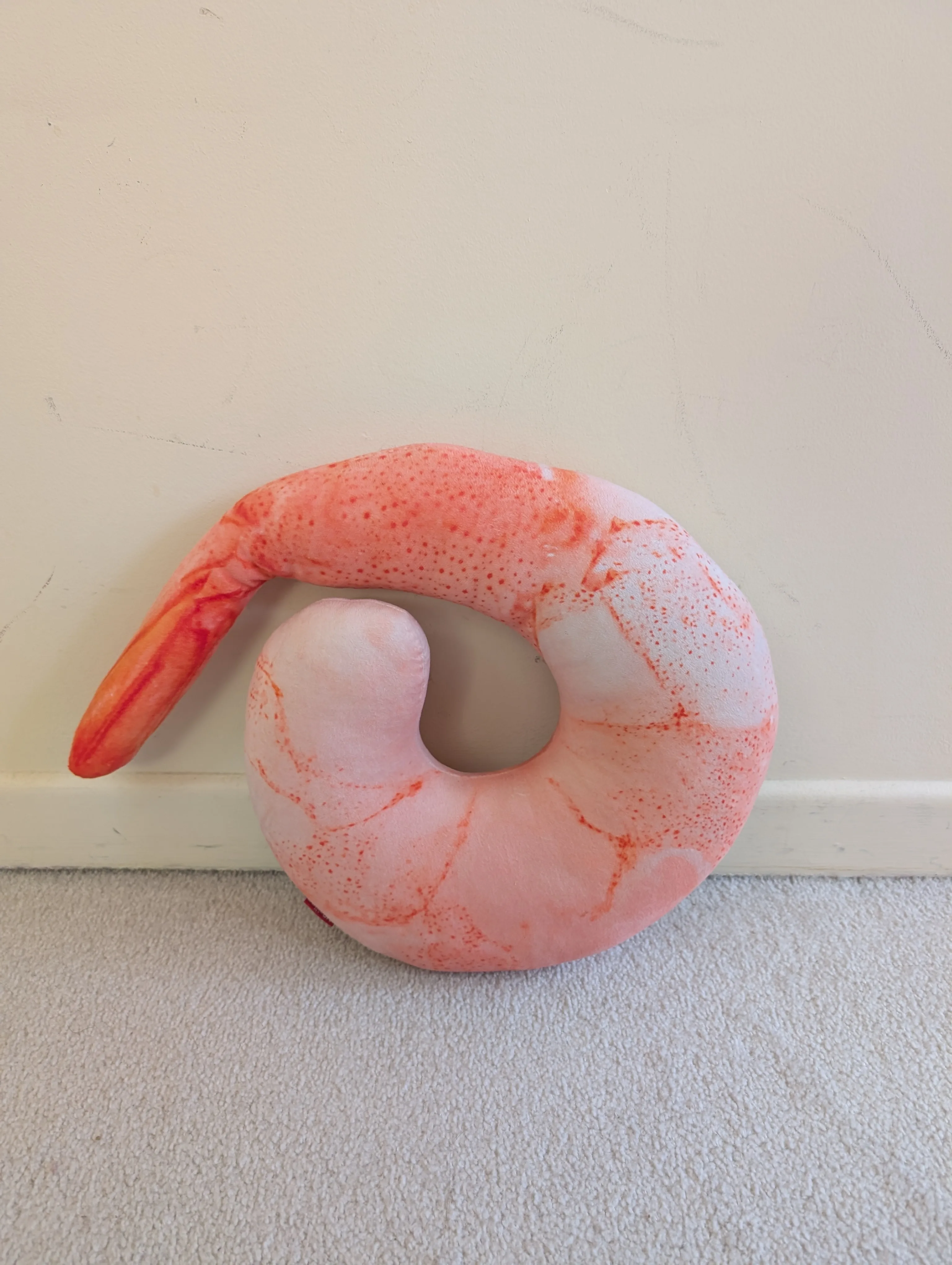 Shrimp-shaped plush pillow
