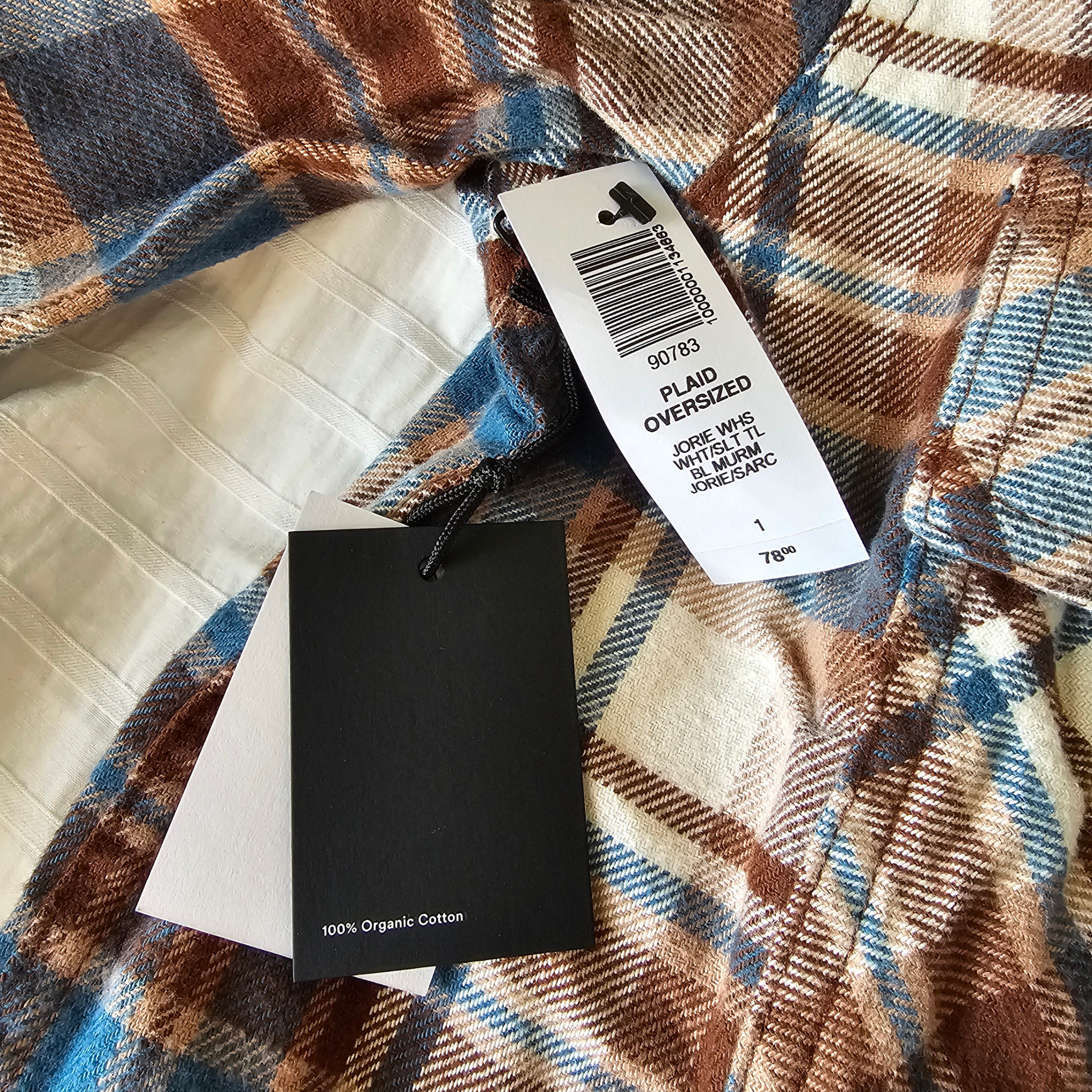 NWT Aritzia TNA Oversized Cotton Plaid Shirt - Sz 1 - photo 5