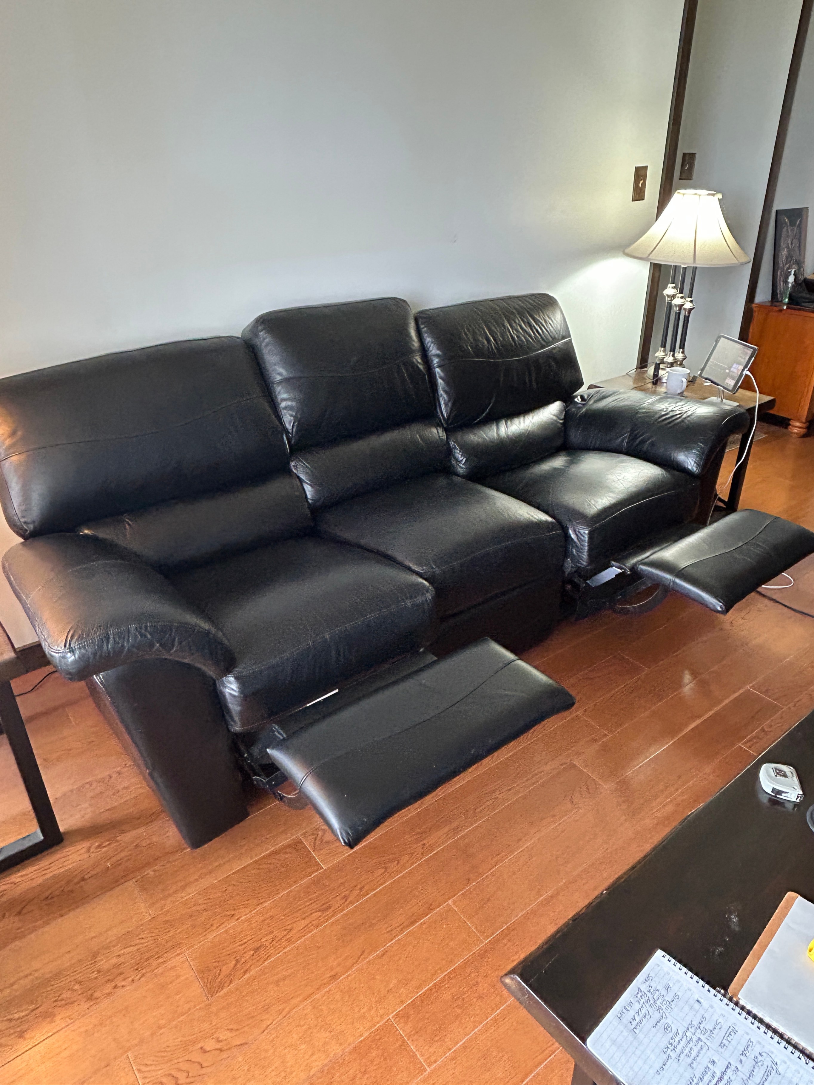 Dark Brown Leather Recliner Sofa - photo 2