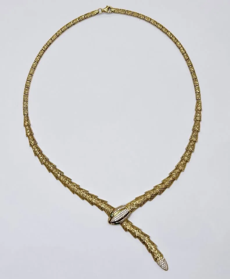 18K Yellow Gold Snake Necklace thumbnail