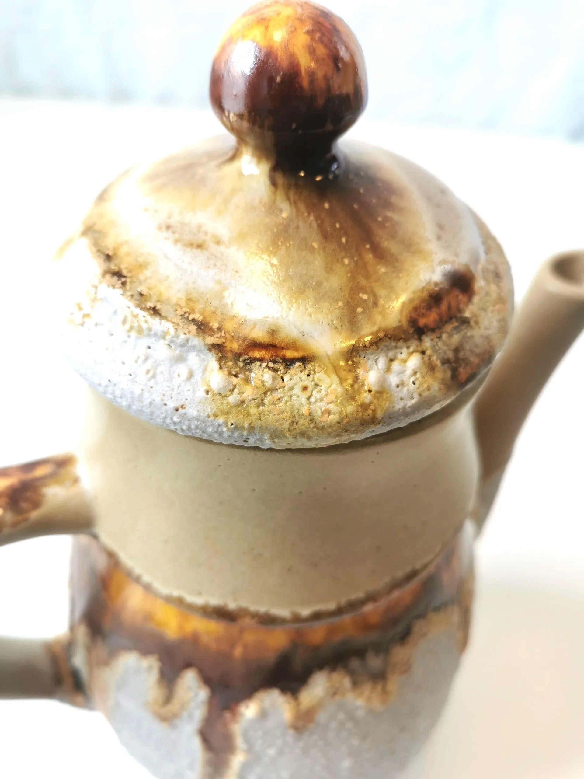 Vintage Tea / Coffee Pot Canada Stoneware Laurentian Pottery 840 image indicator(10)