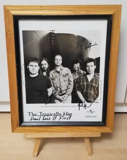 The Tragically Hip FULL Band Signed 1998 Photo w/ Gord Downie thumbnail