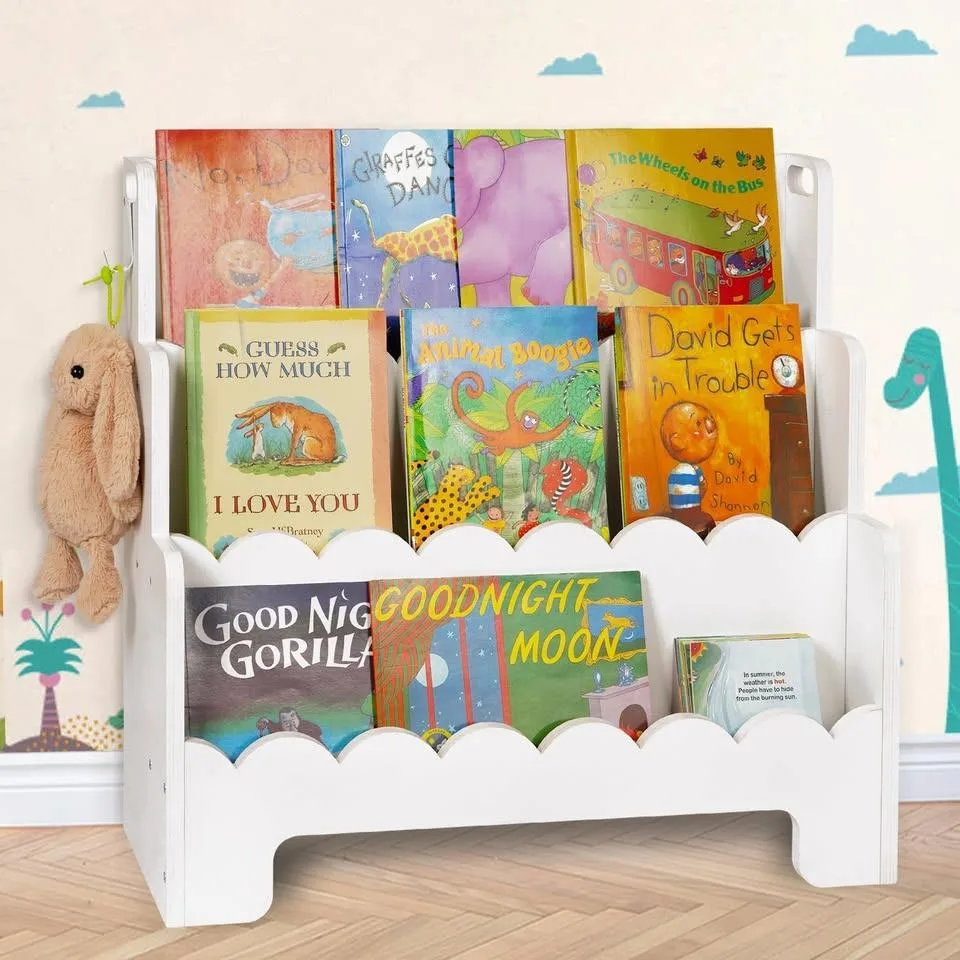 New Wooden 3-Tier Scalloped Kids Bookshelf thumbnail
