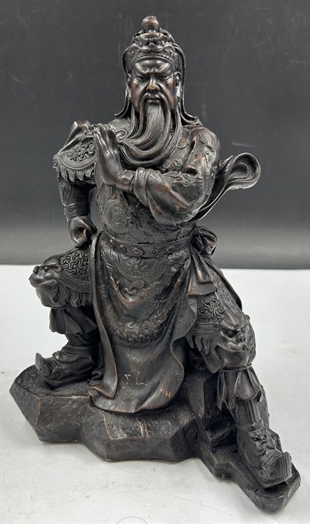 RARE ANTIQUE-STYLE GUAN YU WARRIOR STATUE – 10.5” TALL