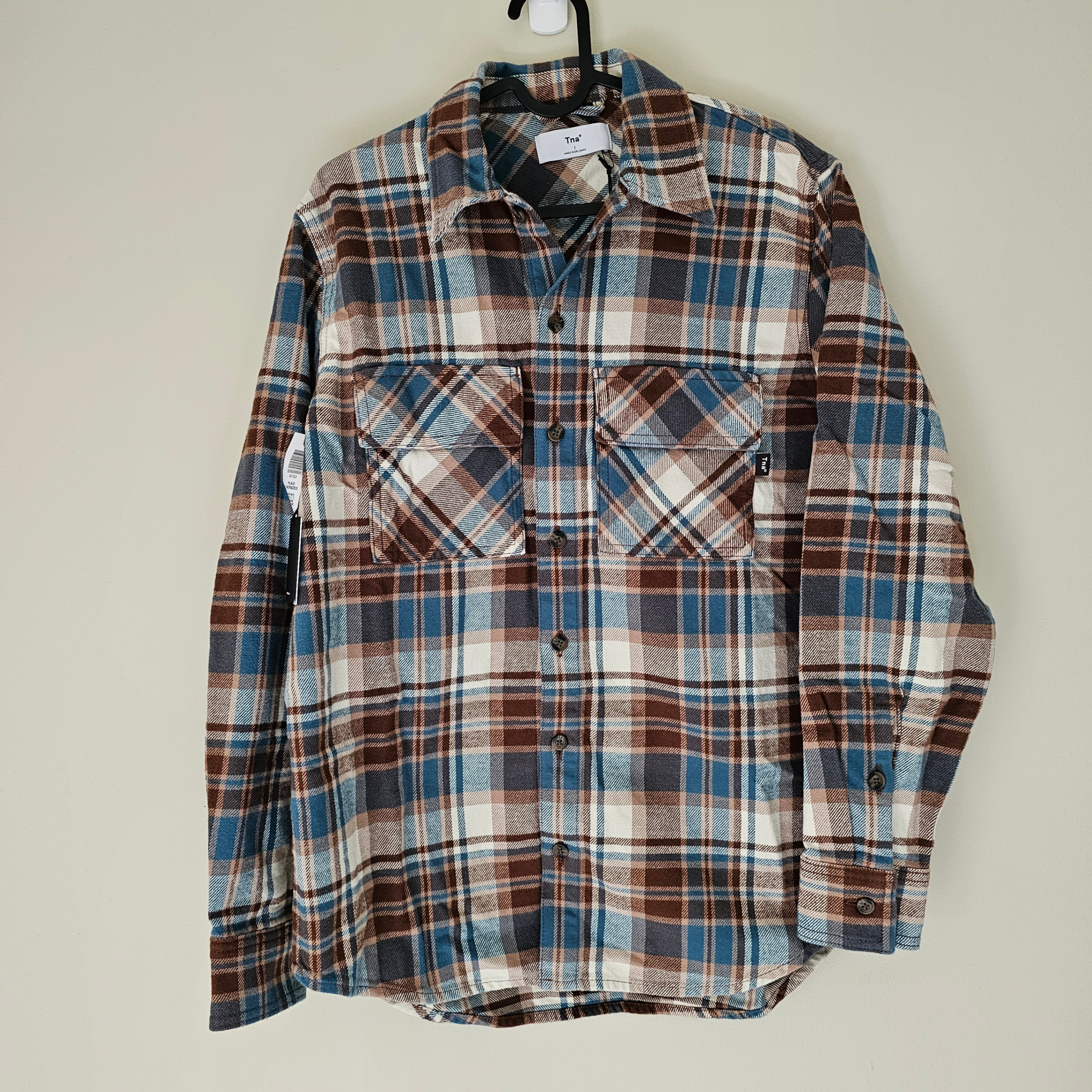 NWT Aritzia TNA Oversized Cotton Plaid Shirt - Sz 1 - photo 2